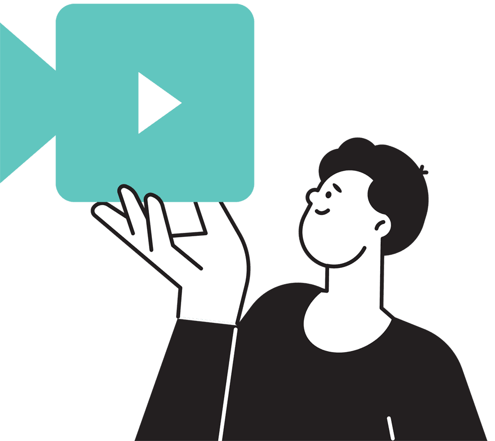 animated person in video play button